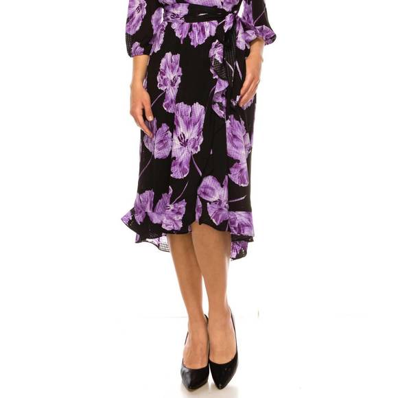 Maison Tara Floral Color Block Illusion Wrap Dress (Additional Colors) main image 1